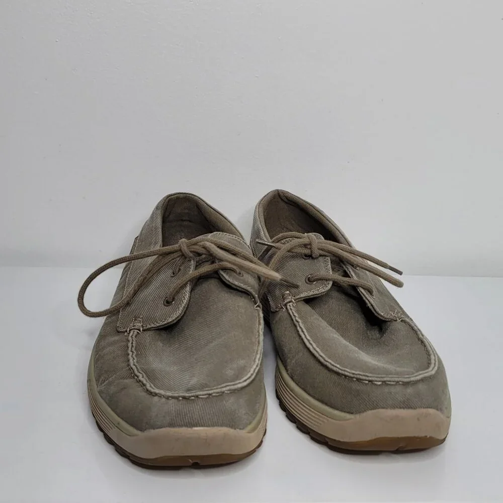 Skechers Mens Shoes 12 Canvas Loafer Classic‎ Fit Air-Cooled Memory Foam Khaki